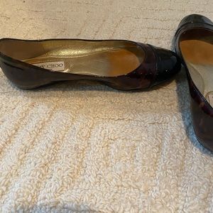 Black and camel platon leather Jimmy Choo shoe.